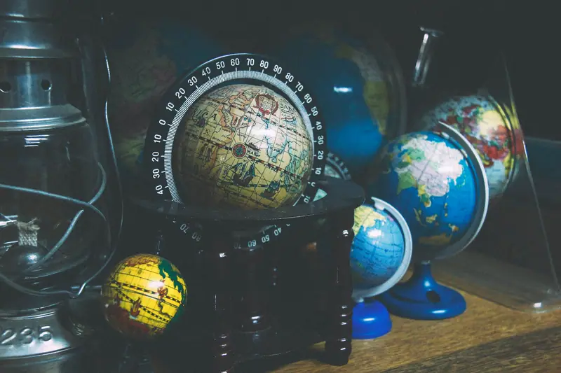A collection of old globes